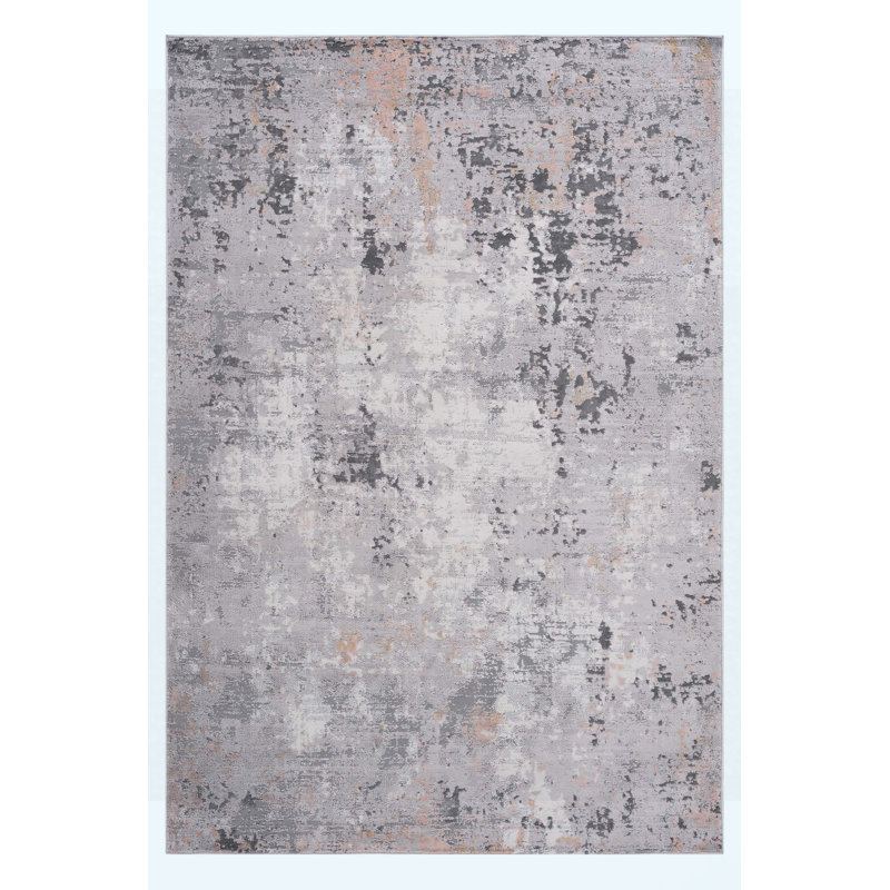 Area Rug Synthetic Fiber Stain Resistant Non-Shedding Abstract Grey Multi Medium 6' x 9', Grey Multi
