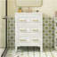Ensemble de meuble-lavabo sur pied 24 po avec lavabo en céramique, ensemble de meuble-lavabo simple autoportant avec 3 tiroirs, armoire de rangement en bois blanc