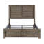 Lit double rustique gris en placage de bouleau avec tête de lit et rails pour la chambre à coucher, fabrication en bois