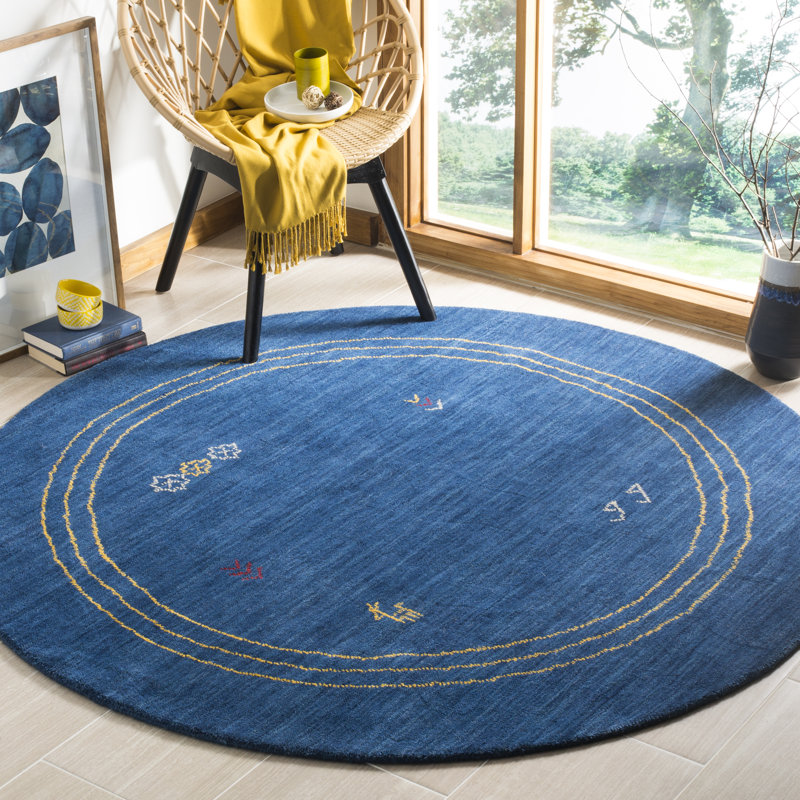 Coraima Hand Loomed Wool Abstract Rug, Round 6'