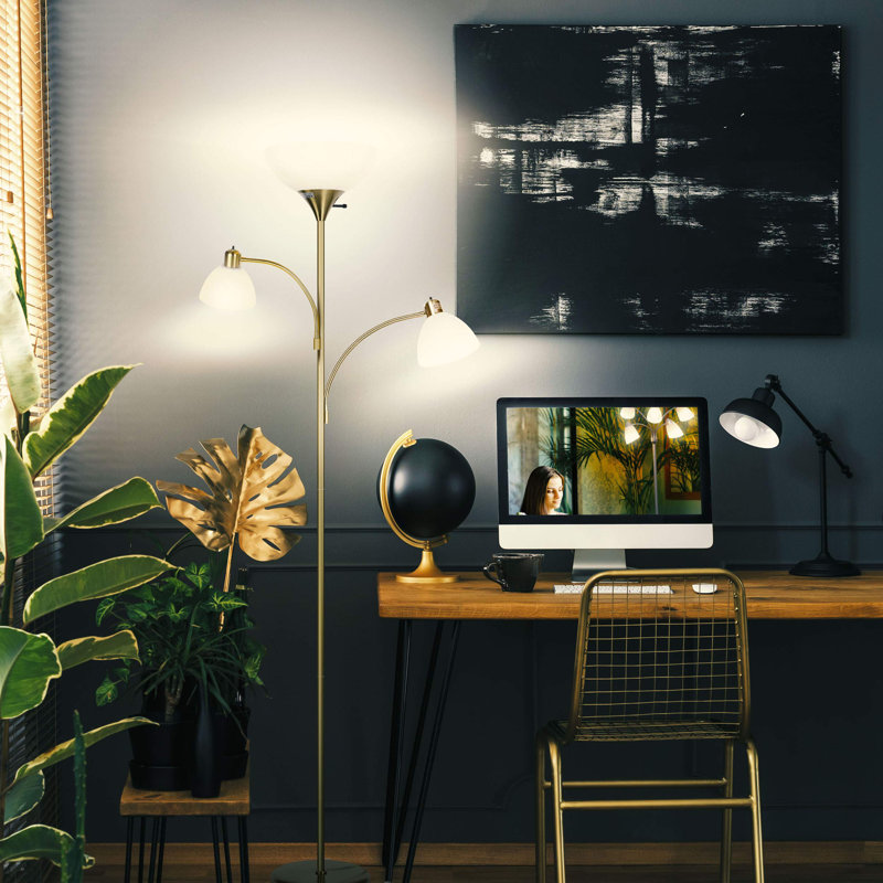 Lampe sur pied DEL moderne | Éclairage super lumineux, conception stable et sécuritaire, Or