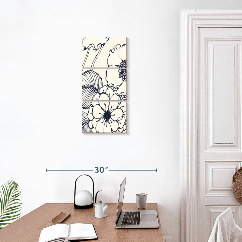 Pen And Ink Flowers II, 27" H x 12" W