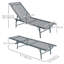 Chaise longue pliante d'extérieur avec dossier réglable, gris clair