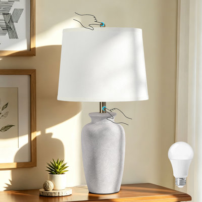 Lampe de table en céramique à intensité variable de 63,5 cm (25 pouces) avec commande tactile
