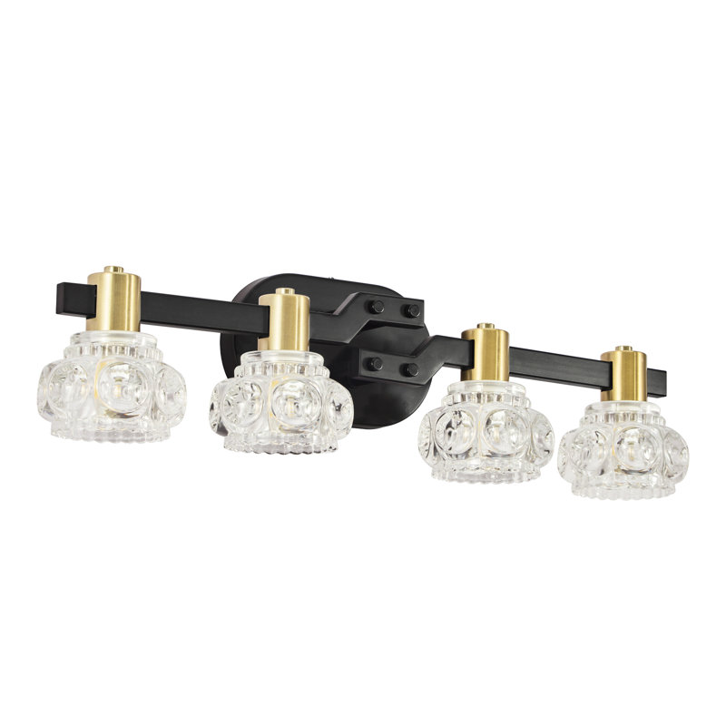 Vintage Style 4- Wall Sconce, Clear Crystal Shades, Black Iron Finish Vanity , For Bathroom & Corridor, High Brightness, Easy Setup Lamp With Crystal, Finish, Dressing Room, Energy Efficient,