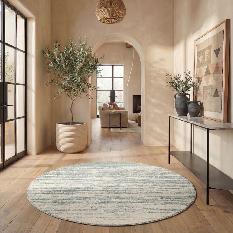Tapis ardoise et crème Bethlyn, Rond 9 pi