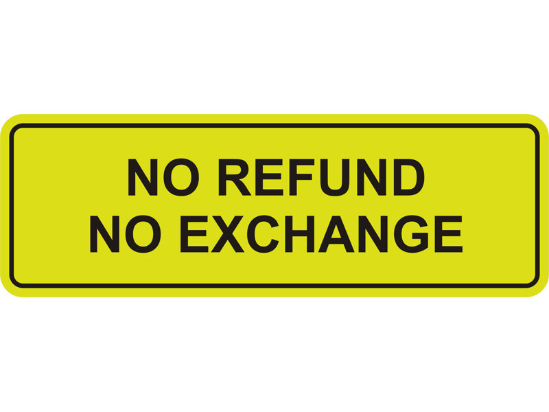 Signe standard sans remboursement ni échange (or noir) - grand, H 1 po x l 7 po x P 2,5 po, Jaune / noir