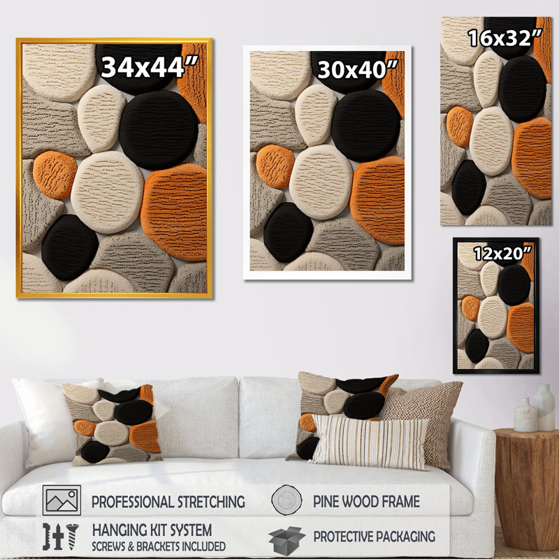 Carreaux de laine art déco andins, Cadre simple noir, H 32 po x l 16 po x P 1 po