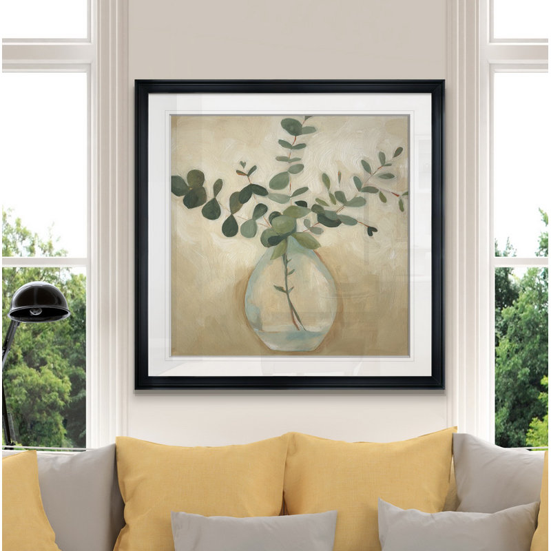 " Greenery Still Life III ", 28" H x 28" W, Framed Print, Black