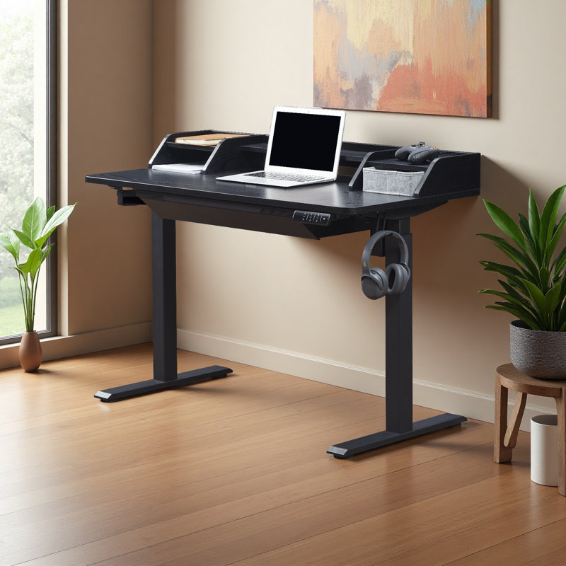 Bureau debout à hauteur réglable électrique Larreon, H 47,2 po x l 48 po x P 24 po, Noir