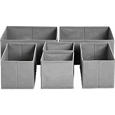 Boîtes de rangement pliables en tissu pour chaussettes, sous-vêtements et vêtements pour bébés, bacs de rangement, gris, ensemble de 6