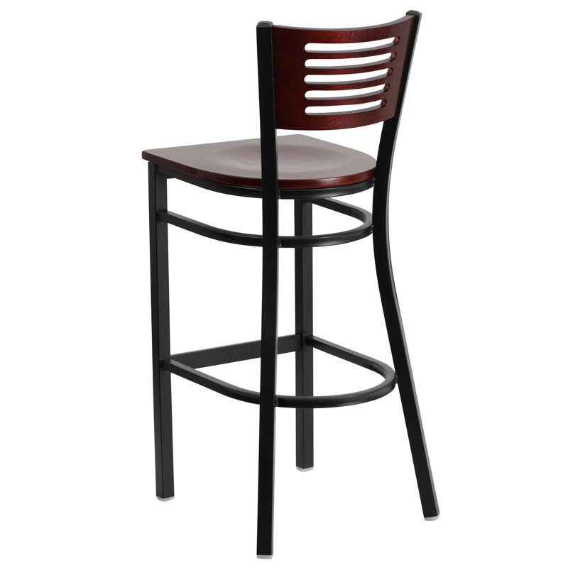 Elkton Slat Back Bar Stool, Mahogany, 1