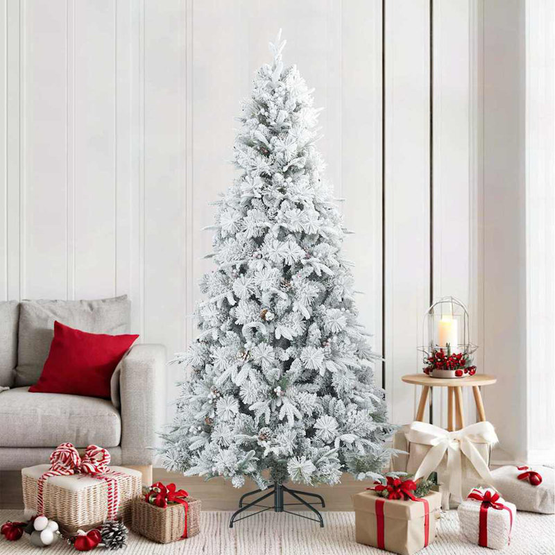 Artificial Hinged Christmas Tree Snow Flocked White, 6.89' H