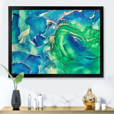 «Blue and Green Abstract Abstract Art I», reproduction sur toile