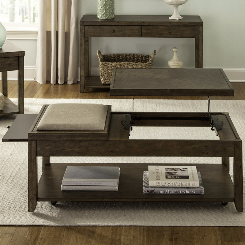 Bleckley Lift Top Cocktail Table w/ Upholstered Seat