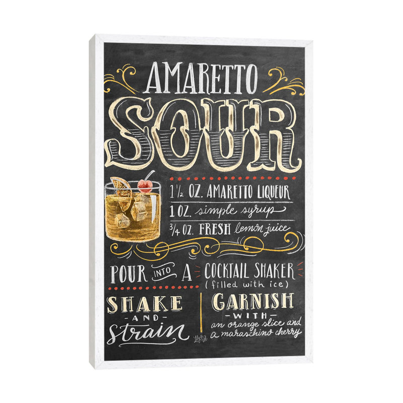 Amaretto Sour Recipe by Lily & Val - Floater Frame Print on Canvas, 66.04 cm H x 45.72 cm W, White Framed Canvas