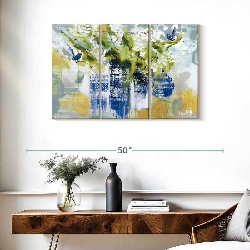 Avery Blue Wrens, 24" H x 38" W