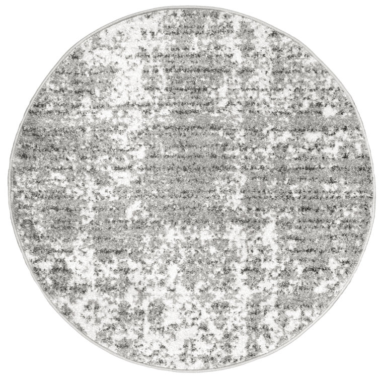 Deedra Modern Abstract Power Loom Performance Gray/White Rug