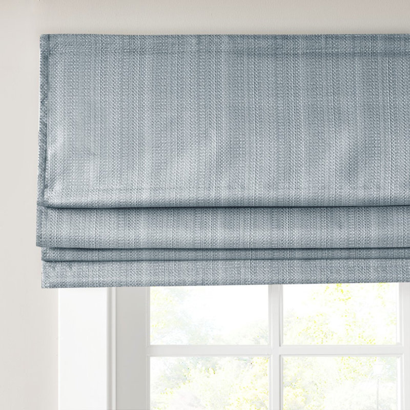Store romain obscurcissant sans cordon Basketweave, Bleu, L 29,09 po x L 64,09 po