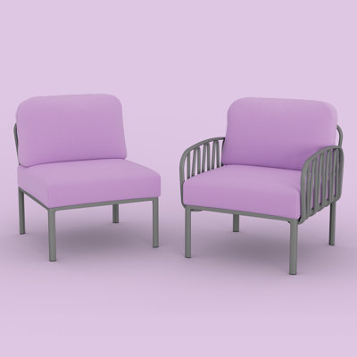 Chaise d'extérieur en résine avec coussins