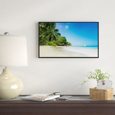 «Beautiful Praslin Island Seychelles», reproduction de photo sur toile tendue encadrée