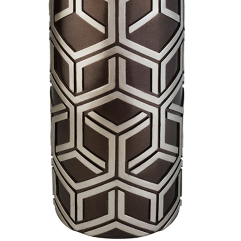 Vase décoratif en polyrésine 22 "- tissage élégant, Argent / bronze