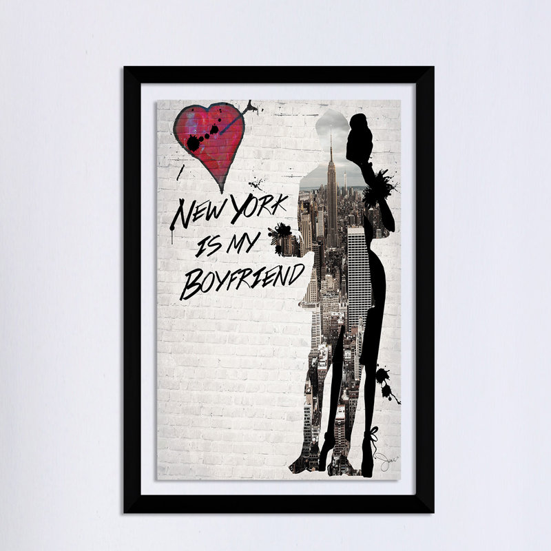 « new york is my boyfriend », reproduction d’impression sur toile, H 39,5 po x l 27,5 po x P 0,75 po