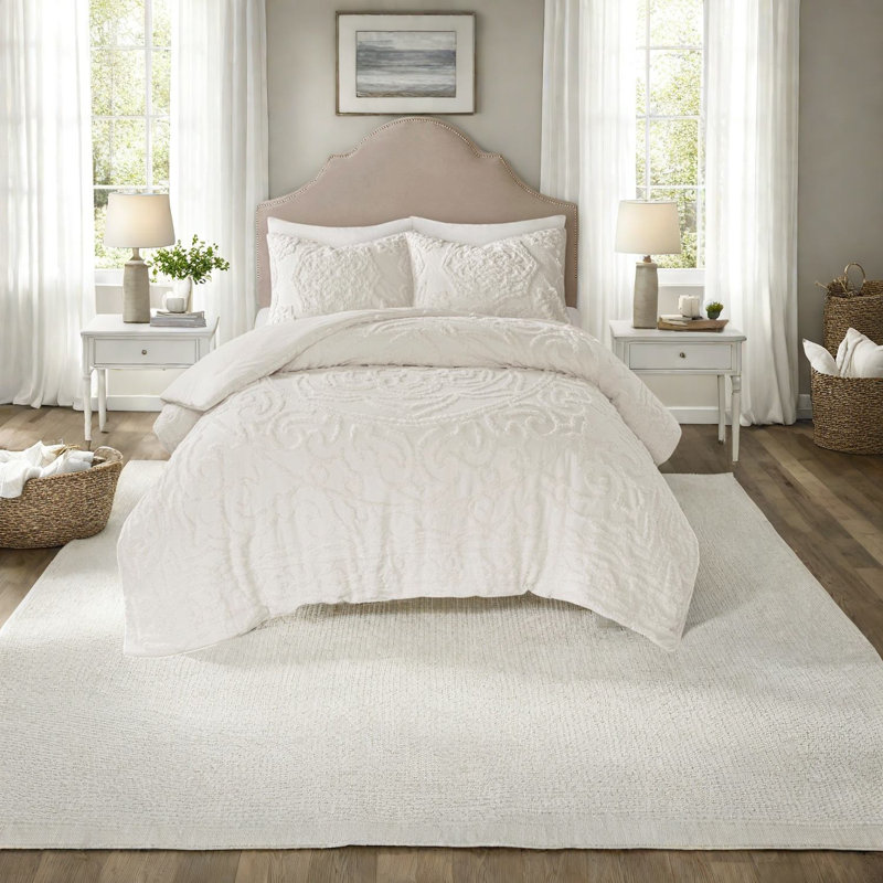 Ensembles de literie douillets en coton, blanc cassé Chelline simple TG pour toutes les saisons
