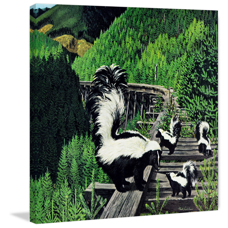 « moufette family », reproduction d’art sur toile tendue, H 48 po x l 48 po x P 1,5 po