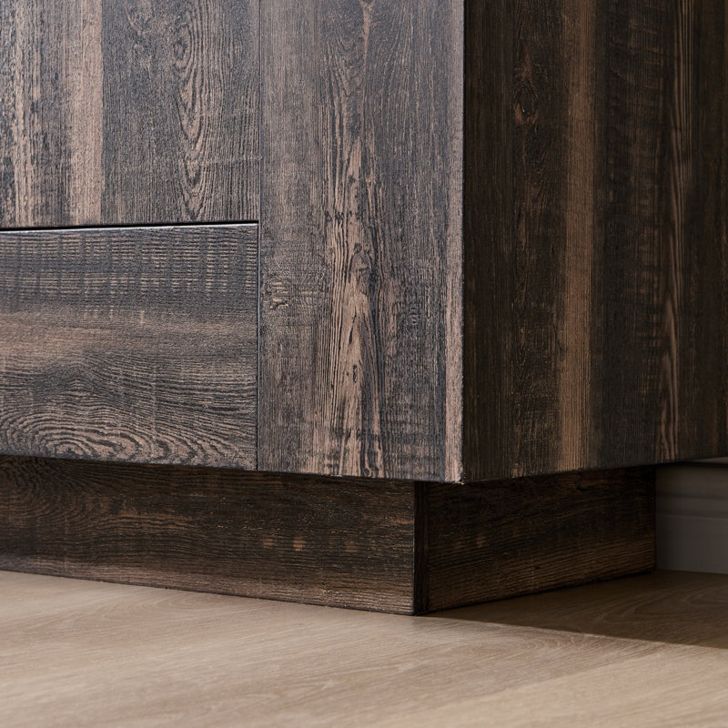 Console média 70 po avec style distinctif et grand rangement, Chêne rustique foncé