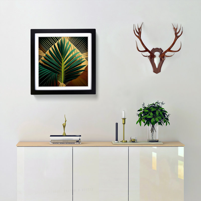 Palm Leaf Constructivism - Framed Print, Black