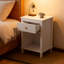 Charming White Wooden Nightstand with Drawer and Shelf, Perfect for Kids and Adults, Golden Handle Accent