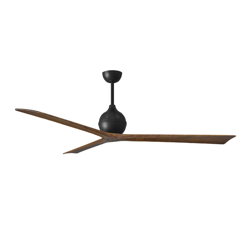 Ventilateur de plafond à 3 pales Irene, Noir mat, 72", Ton noyer