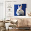 Brampt, lapin blanc sur fond bleu
