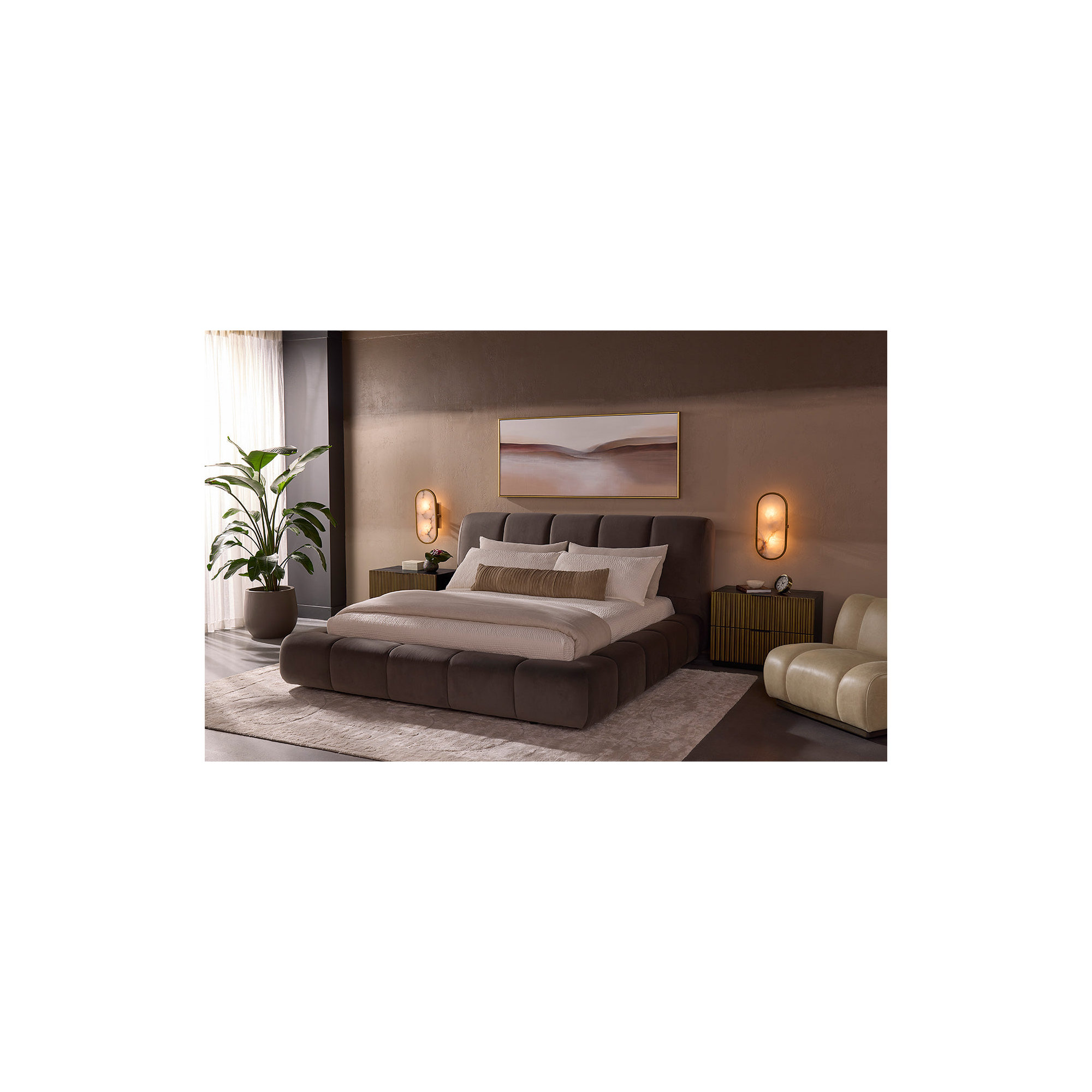 Vandalia Upholstered Bed, Brown, King