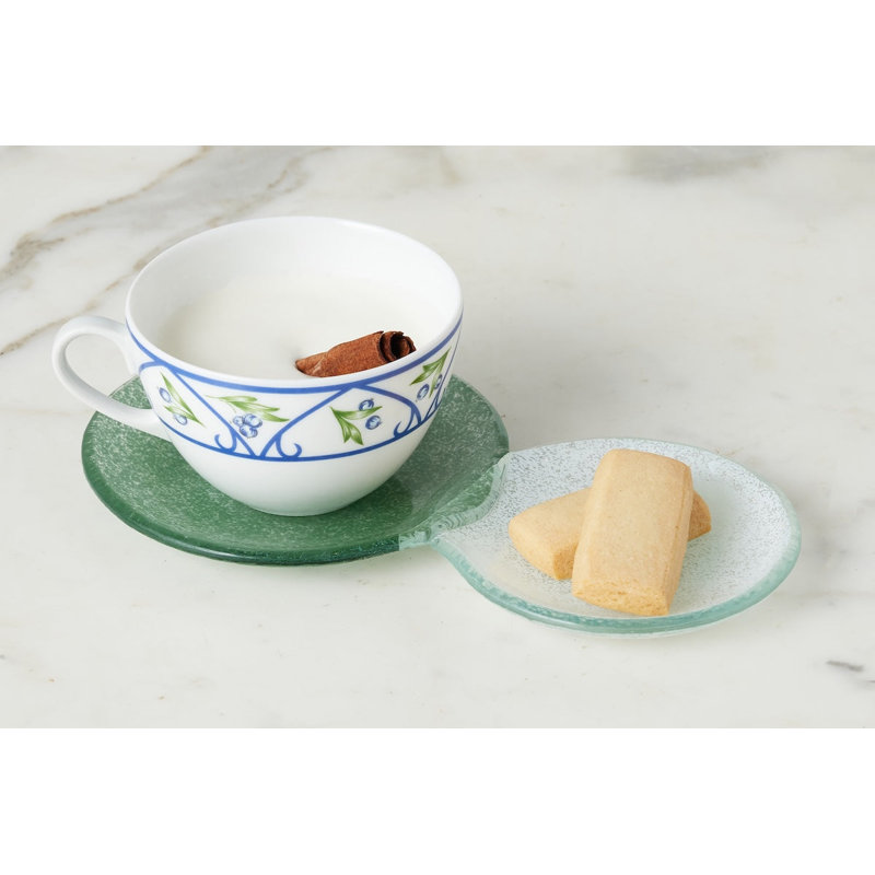 Glass Snack and Tea Duo Plate, Spruce Green