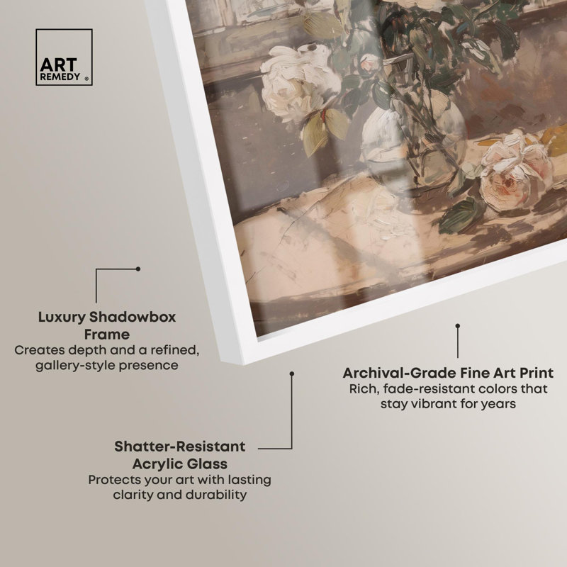 «Soft Flowers by the Window» par Glam Art, H 55 po x l 37 po, Blanc