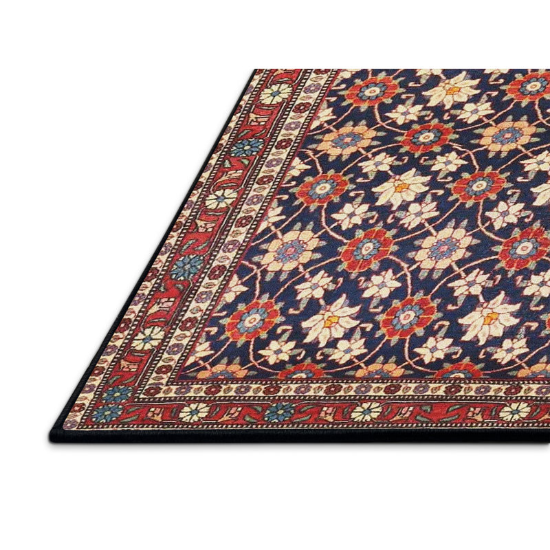 Tapis floral rouge / beige / bleu, Rectangle 5 pi x 7 pi