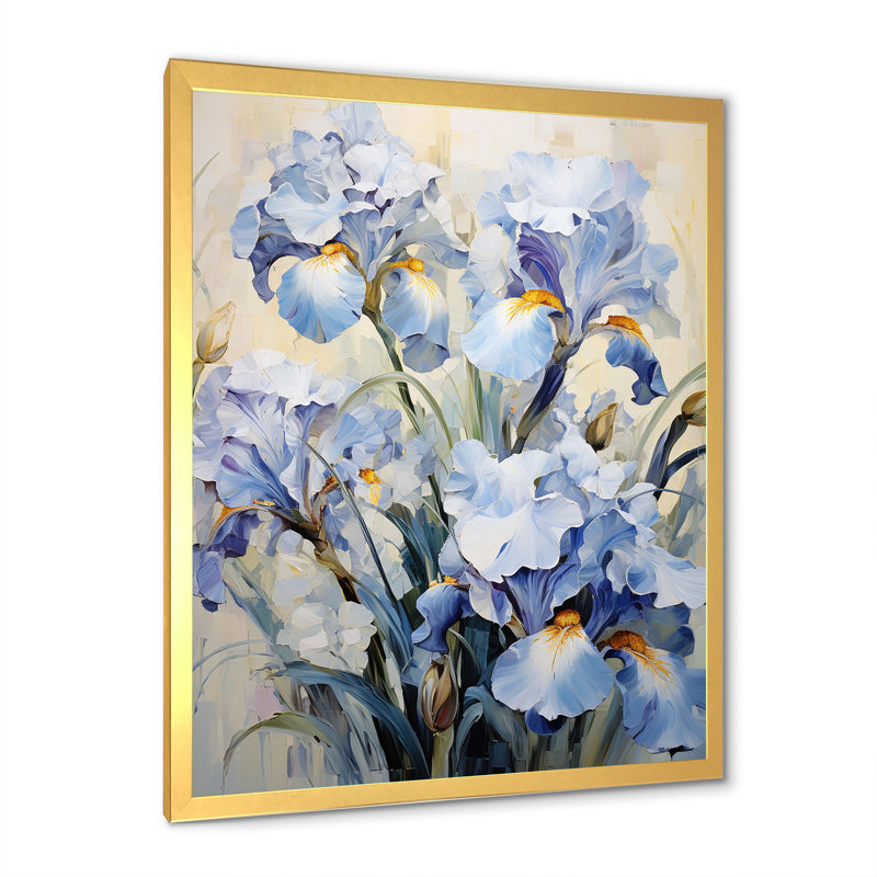 Minimalisme sérénade d'Iris I sur toile, Encadrement doré, H 32 po x l 24 po x P 1 po