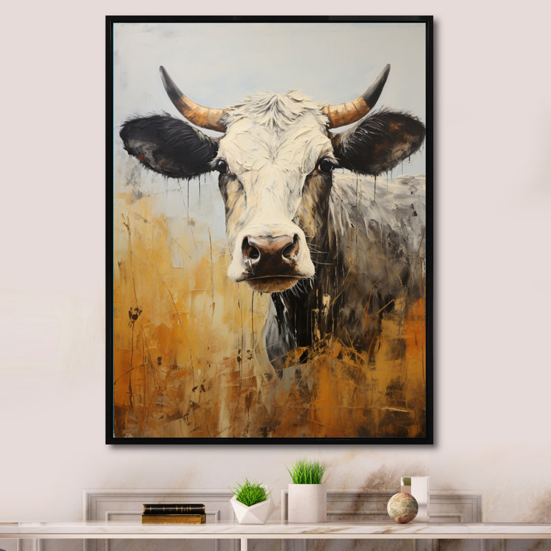 Bleona Cow Bovine Brilliance, reproduction d'art sur toile, H 40 po x l 30 po x P 1,5 po, Cadre flottant noir