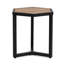  Table d'appoint d'extérieur avec base en métal durable et surface de style teck, beige