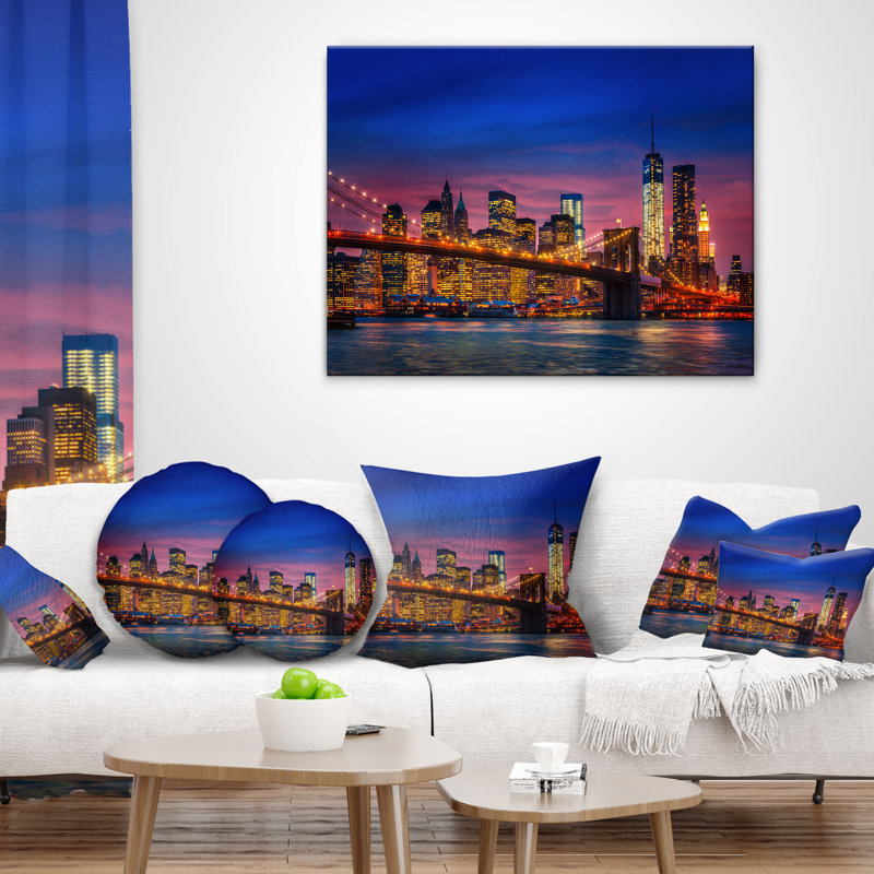 Coussin Manhattan avec lumières et reflets Manhattan, 16 po x 1 po, Coussin décoratif