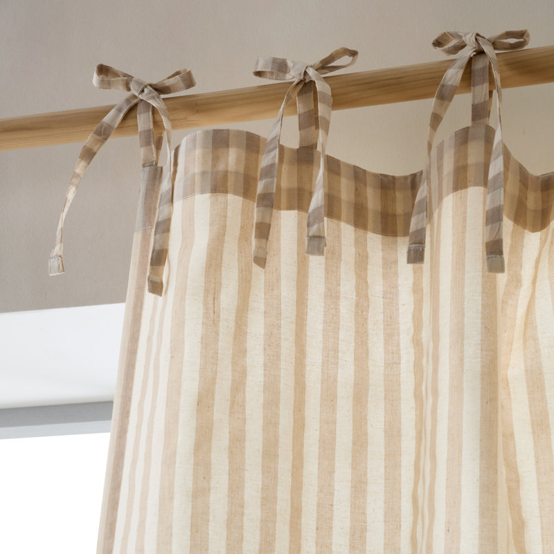 Cotton Blend Semi Sheer Single Curtain Panel, Natural, 140x229cm