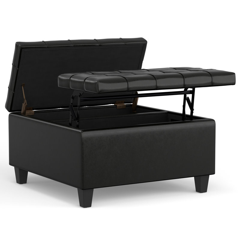Table basse avec repose-pieds Harrison, H 16,5 po x L 30 po x l 30 po, Noir