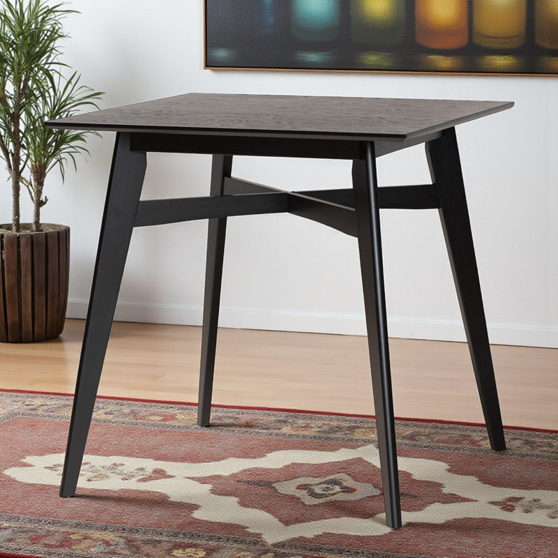 Milo Mid-Century Modern Counter Height Pub Table in Black Finish, 36.23'' H X 35.83'' W X 35.26'' D, Black