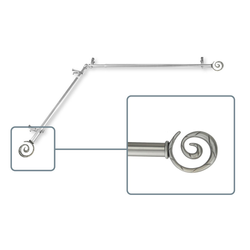 Tringle à rideaux simple curameng, 120 po à 170 po, Nickel satiné