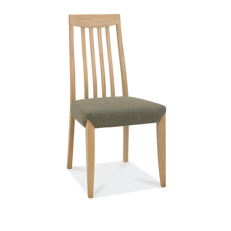 Izzie Upholstered Slat Back Side Chair, Green, Oak