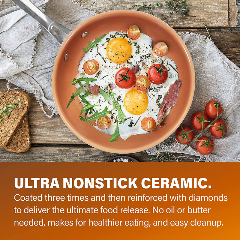 5-Piece Nonstick Aluminum Cookware Set with Copper Finish