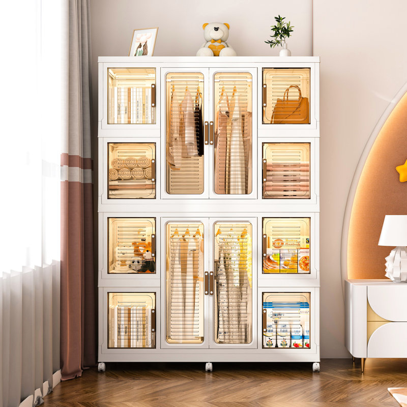 Grande armoire de rangement avec portes magnétiques. 12 et 2 tringles à vêtements. Peut contenir des articles, des feuilles. Pp Abs. Installation rapide. Tiges blanches portatives. Portes, vêtements. Matériau en ABS. À assembler.