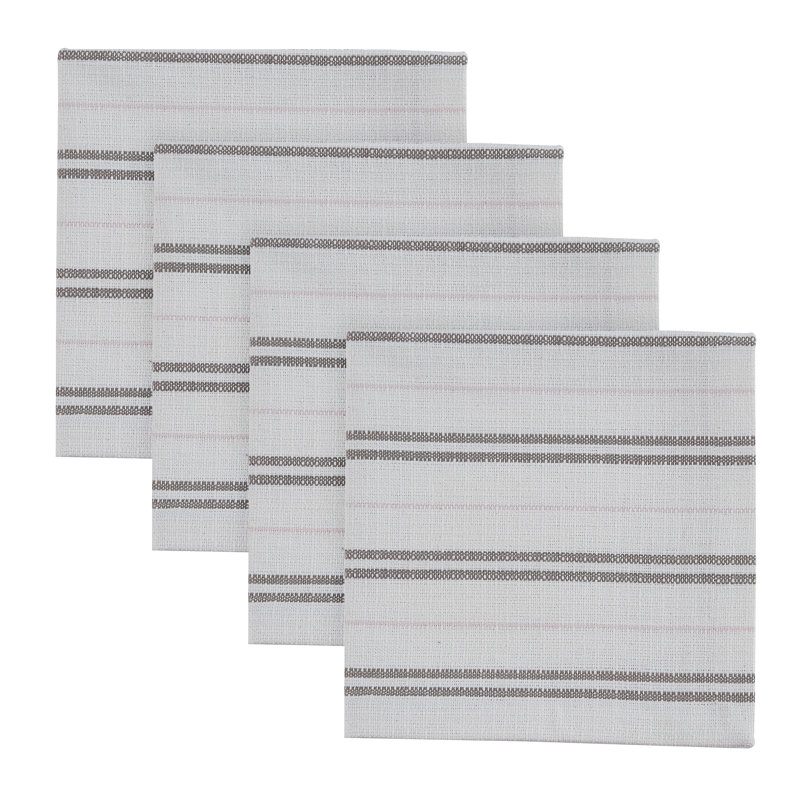  Railroad Stripe Spring Woven Napkin Set of 4, Multicolored Striped, 20" Square